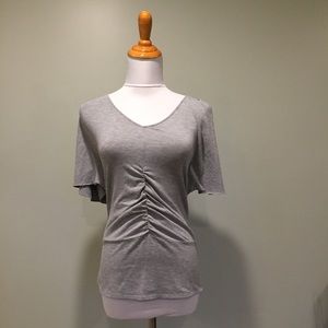 Gray Synched Front Kimono Sleeve Fitted Blouse S